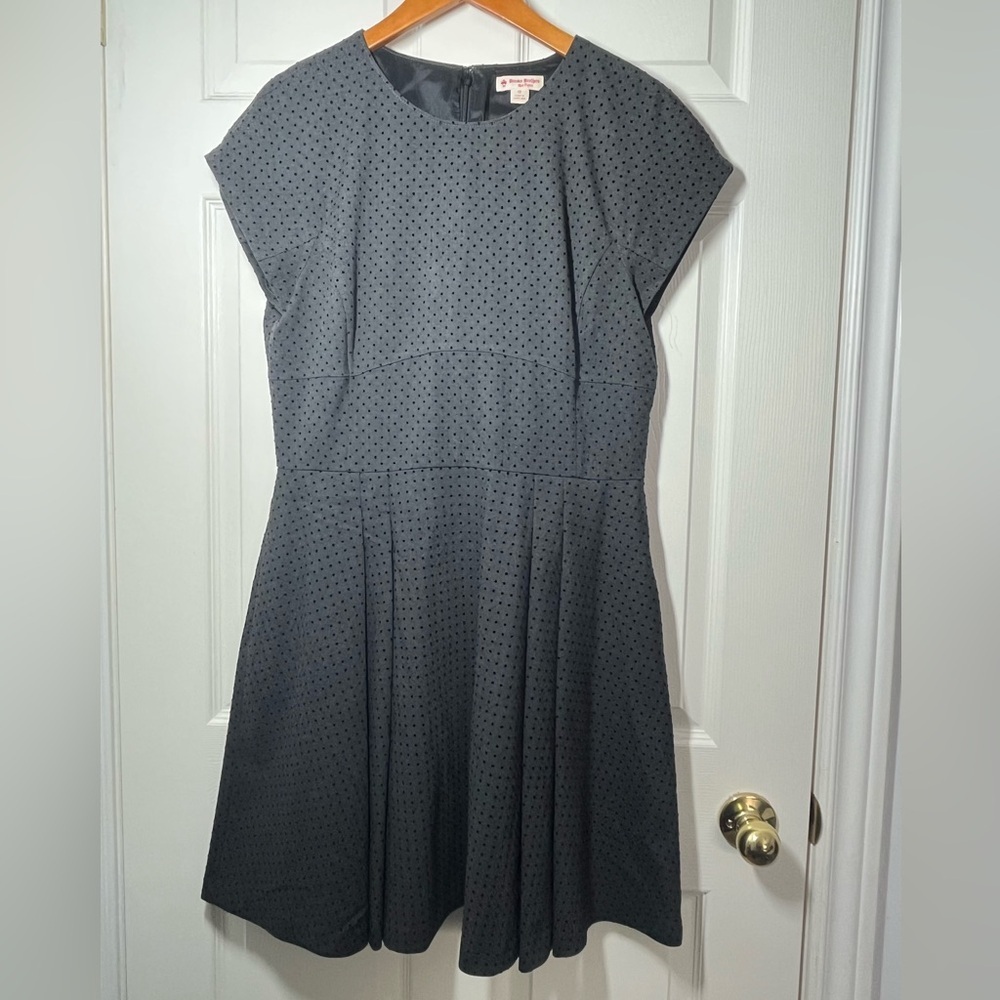 Brooks Brothers Red Fleece Charcoal Polka Dot Mini Dress Size 12
